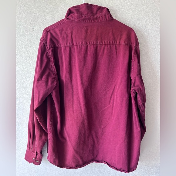 Wrangler Long Sleeve deep Red Mens Premium Quality Button Up 100%Cotton - Picture 3 of 4